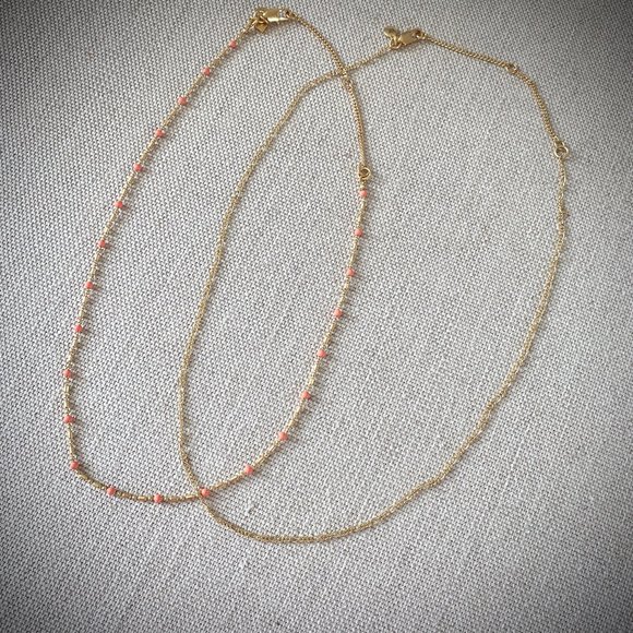Madewell NWT Enamel Bead Gold Chain Necklace Set - Picture 7 of 8